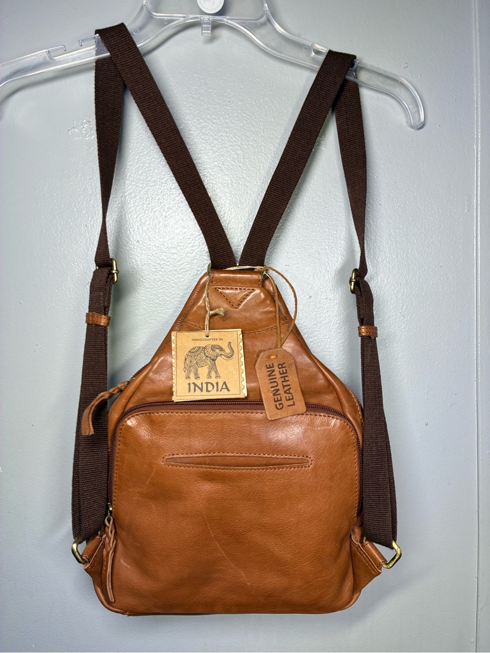 Genuine Leather Brown Sling Backpack - India